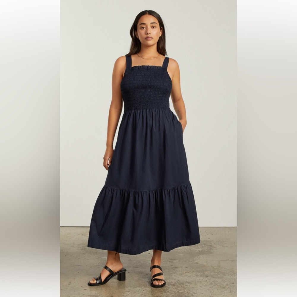 Everlane smocked midi dress